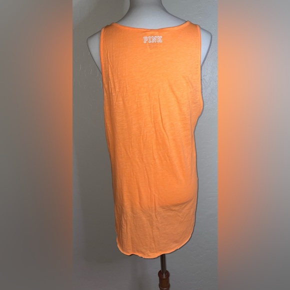 🎉HP🎉NWOT Victoria’s Secret Pink “No Basic Beaches” Orange Long Tank Size L🧡 - Picture 6 of 7